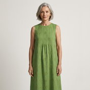 Lucienne Hartley | Embroidered Linen Midi Dress For Women