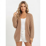 Lydia Robinson | Purple Ribbed Knit Open-Front Cardigan
