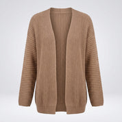 Lydia Robinson | Purple Ribbed Knit Open-Front Cardigan