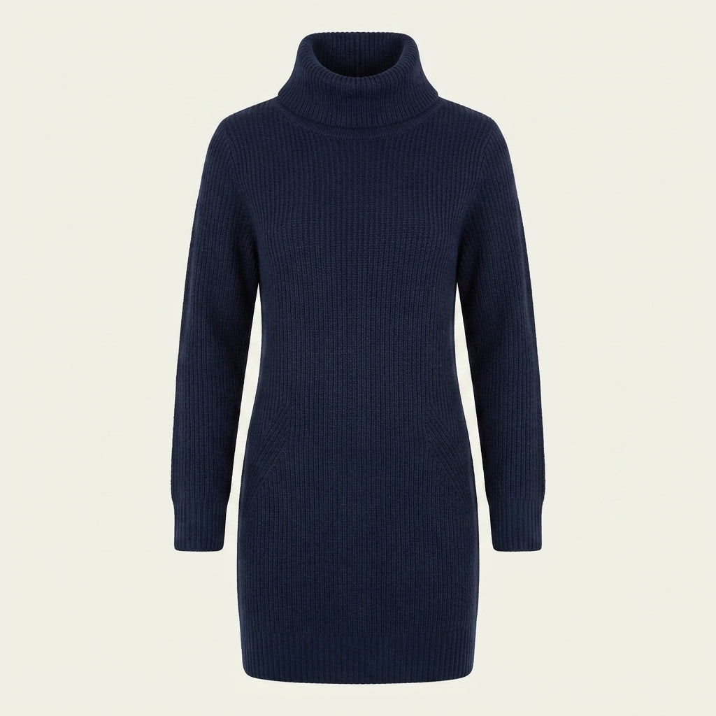 Matilda Green | Turtleneck Knit Sweater Dress