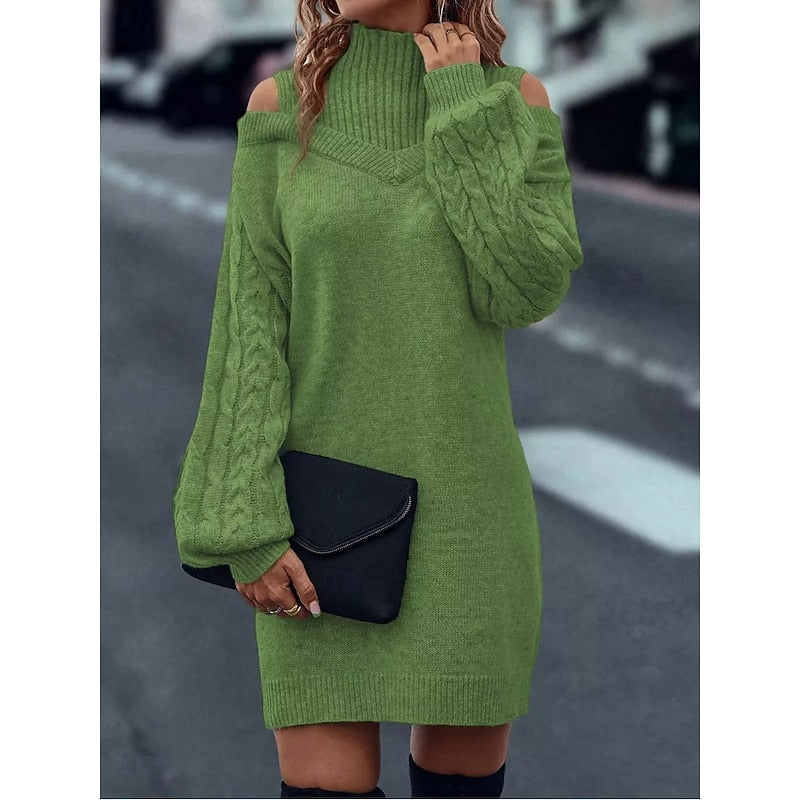 Niamh White | Cold-Shoulder Turtleneck Sweater Dress