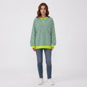 Millicent Turner | Striped Oversized Round Neck Sweatshirt