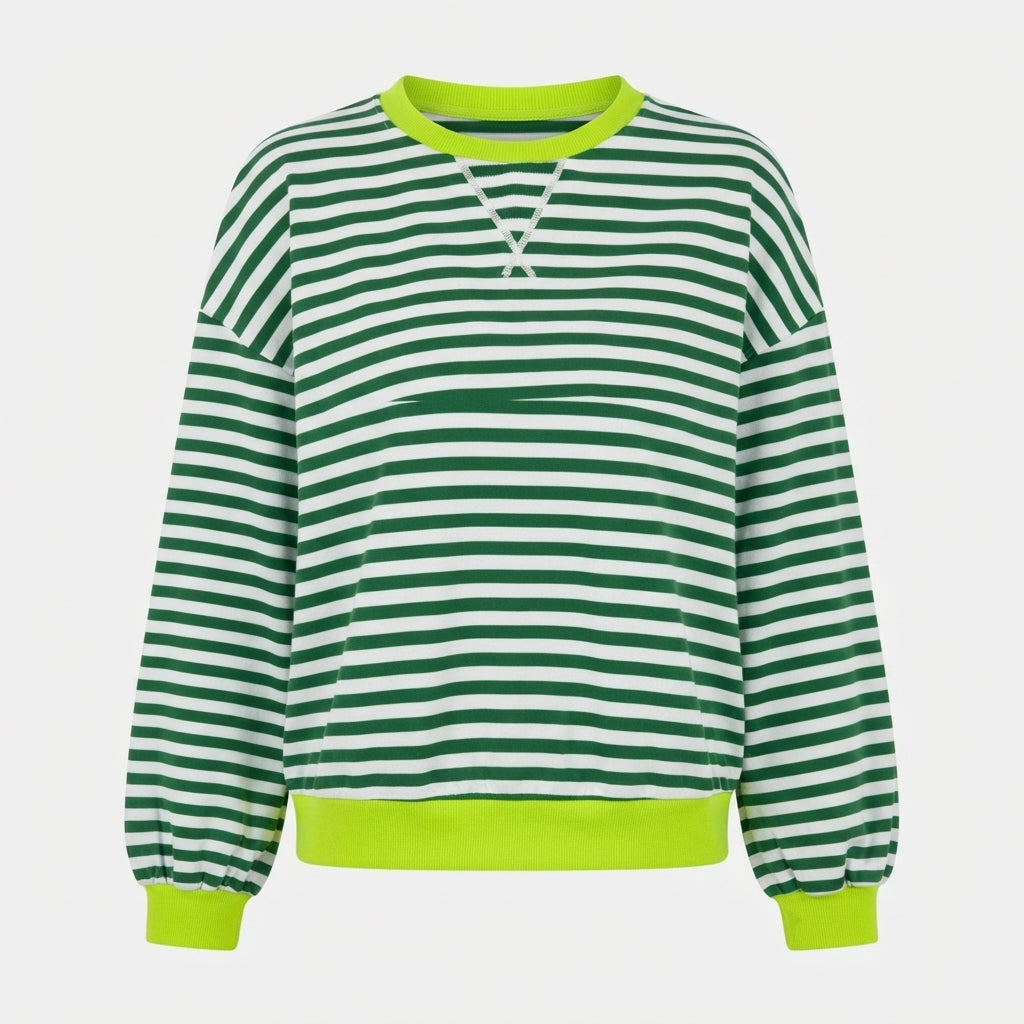 Millicent Turner | Striped Oversized Round Neck Sweatshirt