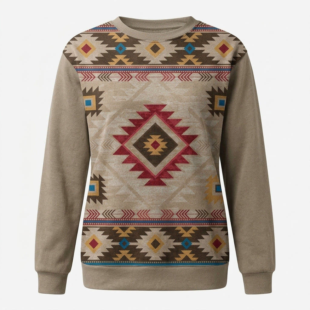 Millicent Wright | Aztec Print Crew Neck Sweatshirt
