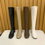 Harriet Cooper | Cream Knee-High Block Heel Boots