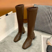 Harriet Cooper | Cream Knee-High Block Heel Boots
