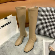 Harriet Cooper | Cream Knee-High Block Heel Boots