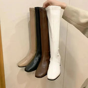Harriet Cooper | Cream Knee-High Block Heel Boots