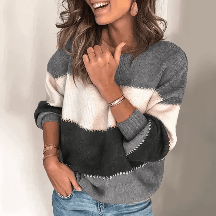Felicity Green | Colour Block Cable Knit Sweater