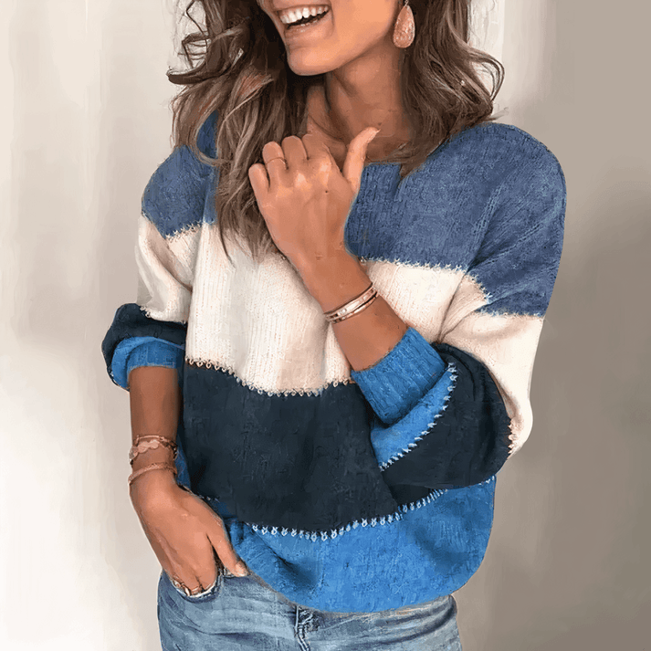 Felicity Green | Colour Block Cable Knit Sweater