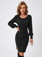 Niamh Barclay | Robe midi moulante côtelée en maille pour femme
