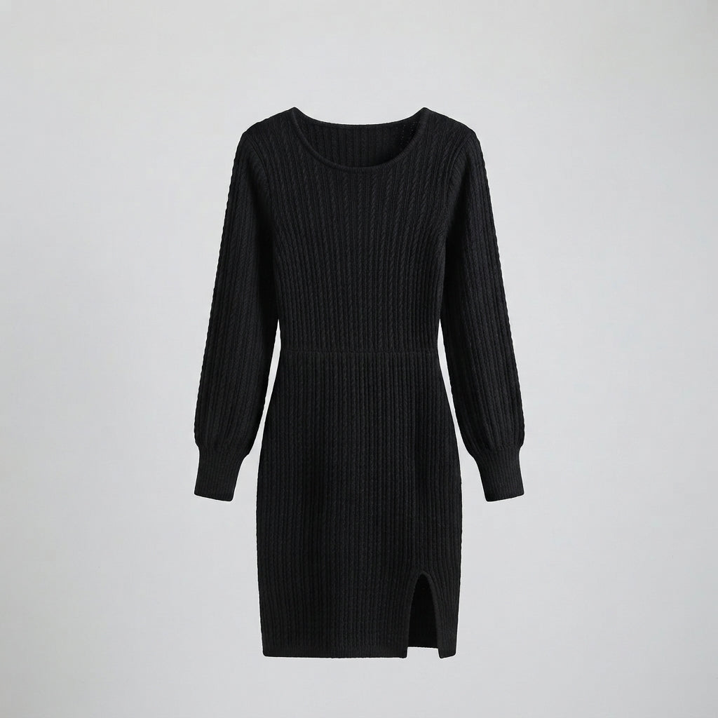 Niamh Barclay | Robe midi moulante côtelée en maille pour femme