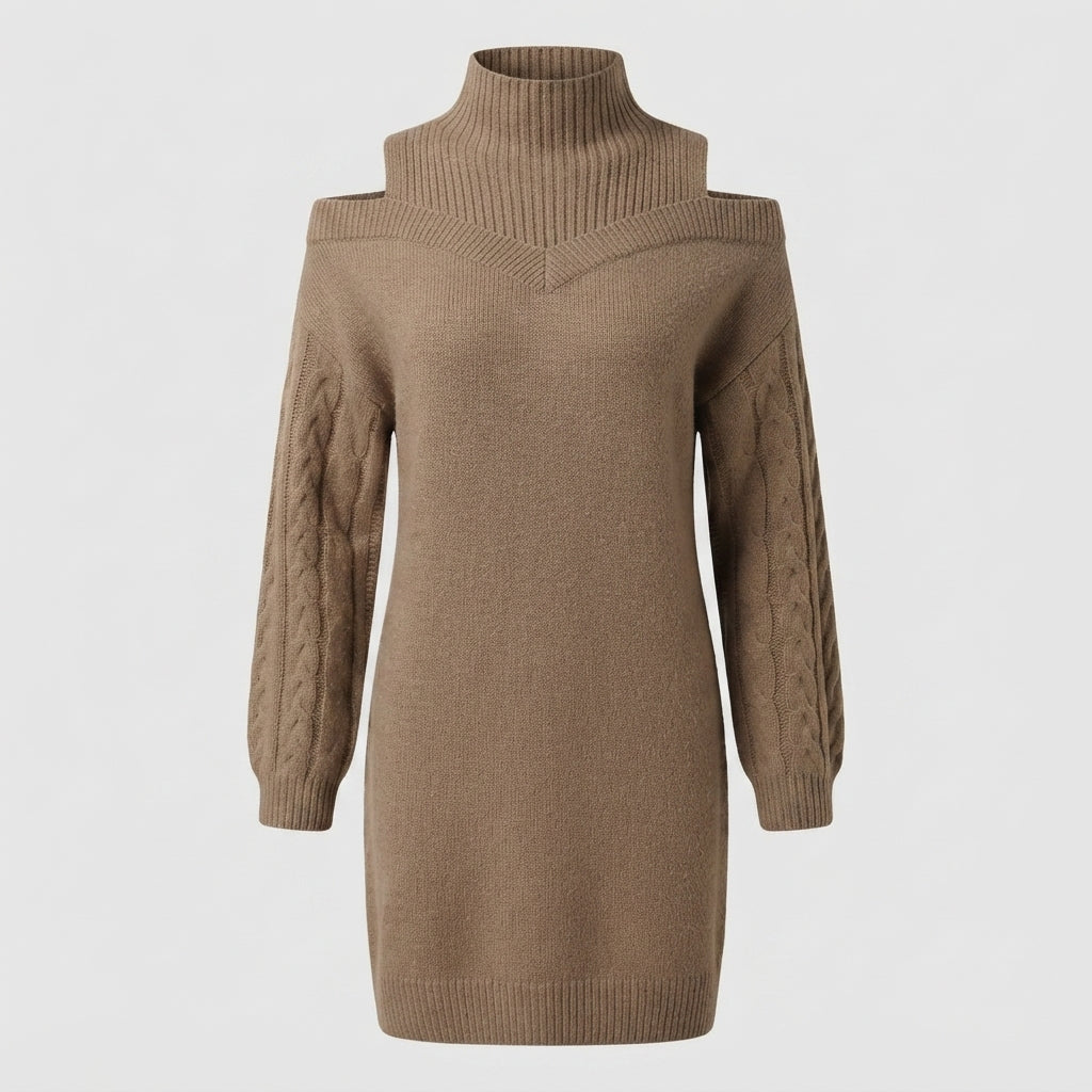 Niamh White | Cold-Shoulder Turtleneck Sweater Dress