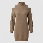 Niamh White | Cold-Shoulder Turtleneck Sweater Dress