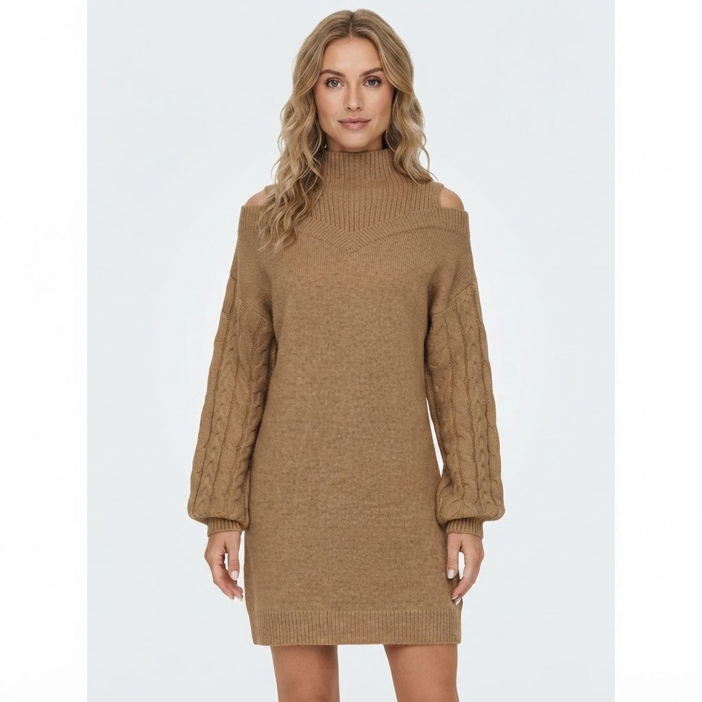 Niamh White | Cold-Shoulder Turtleneck Sweater Dress