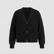 Orla Brown | Green Ribbed Knit Button-Front Cardigan