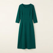 Penelope Hill | Green Round-Neck Midi Dress