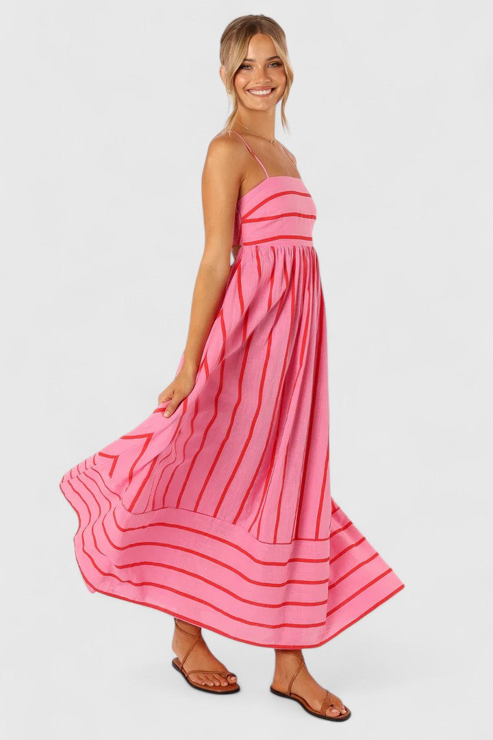 Beatrice Sherwin | Robe longue rayée à bretelles à nouer