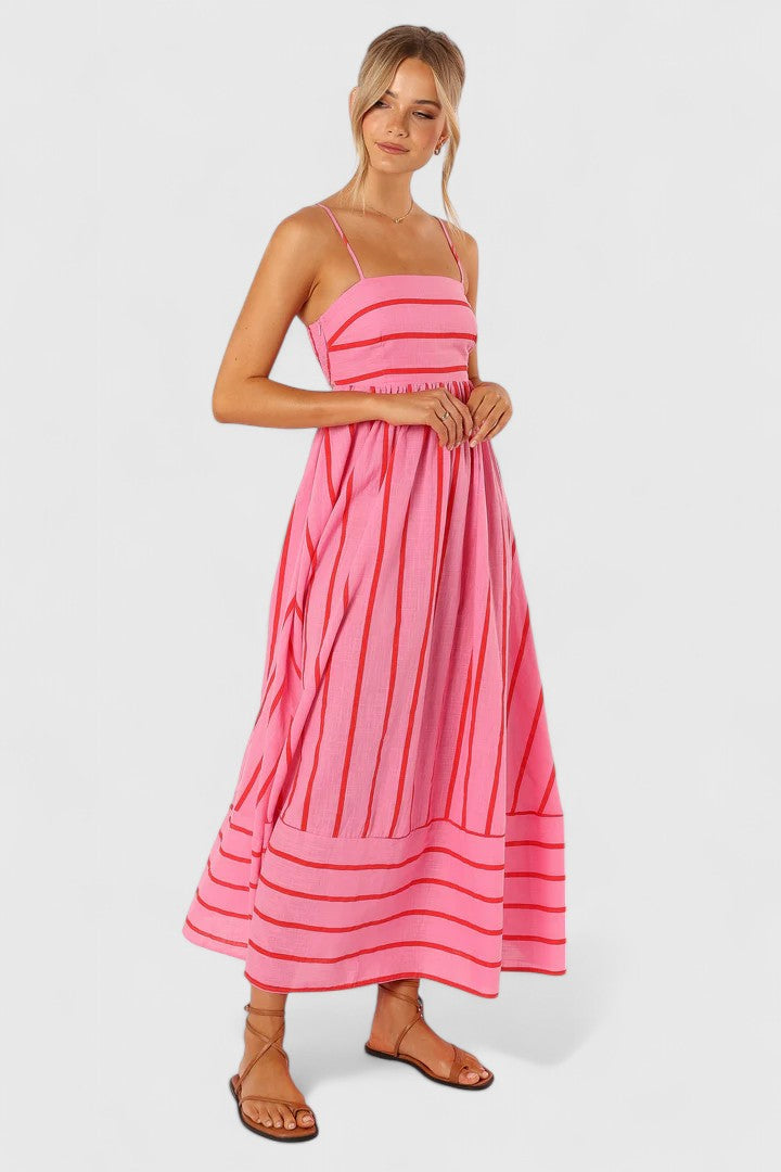 Beatrice Sherwin | Robe longue rayée à bretelles à nouer