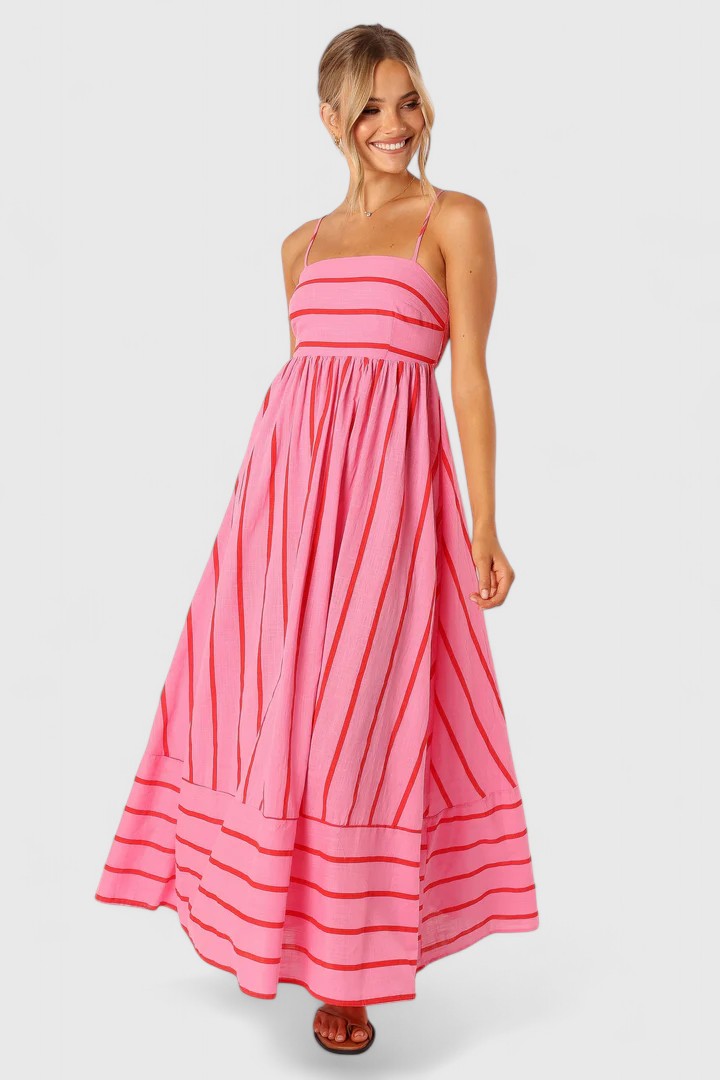 Beatrice Sherwin | Robe longue rayée à bretelles à nouer