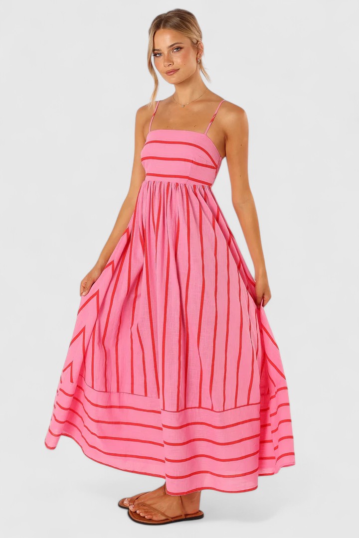Beatrice Sherwin | Robe longue rayée à bretelles à nouer