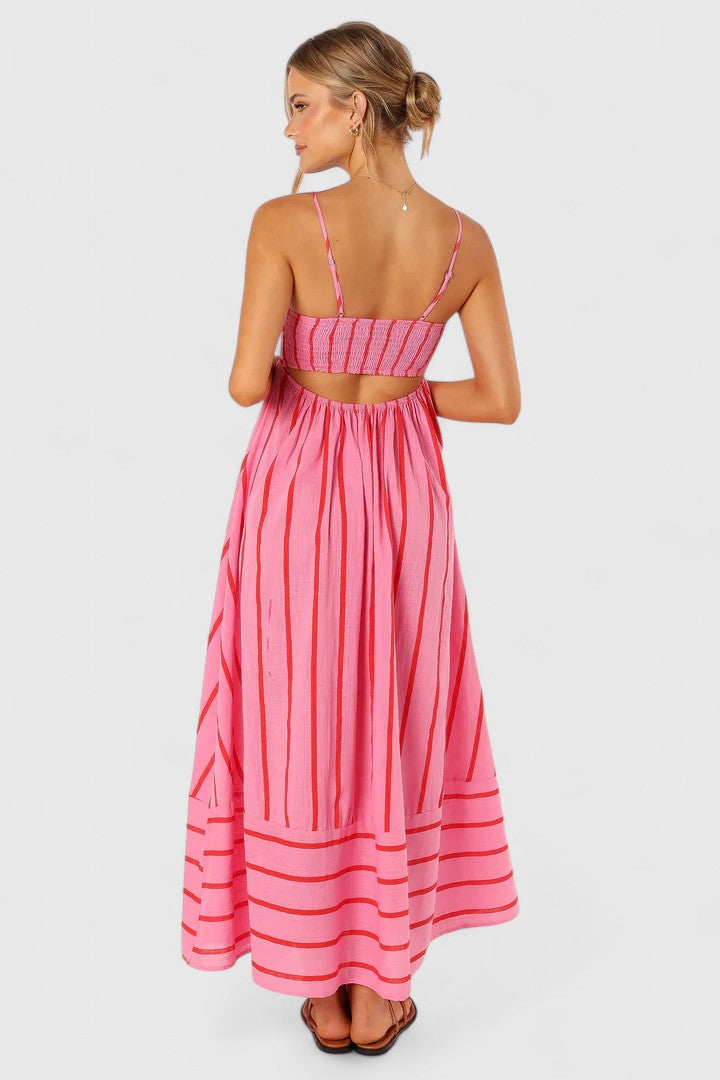 Beatrice Sherwin | Robe longue rayée à bretelles à nouer