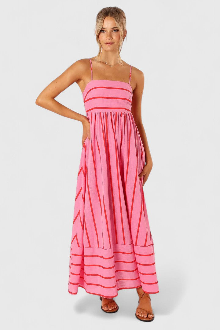Beatrice Sherwin | Robe longue rayée à bretelles à nouer