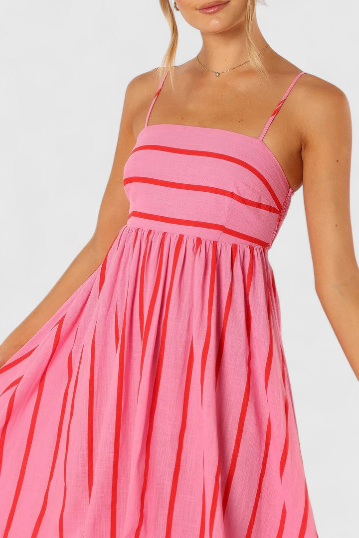 Beatrice Sherwin | Robe longue rayée à bretelles à nouer