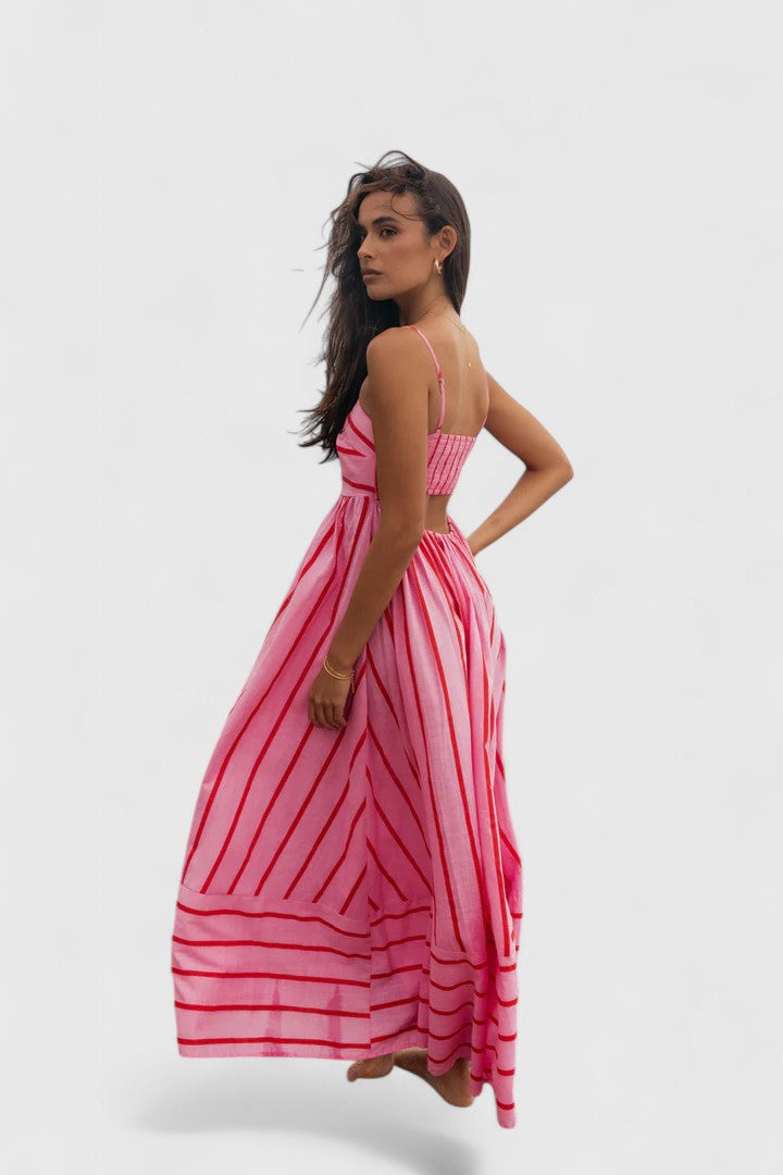 Beatrice Sherwin | Robe longue rayée à bretelles à nouer