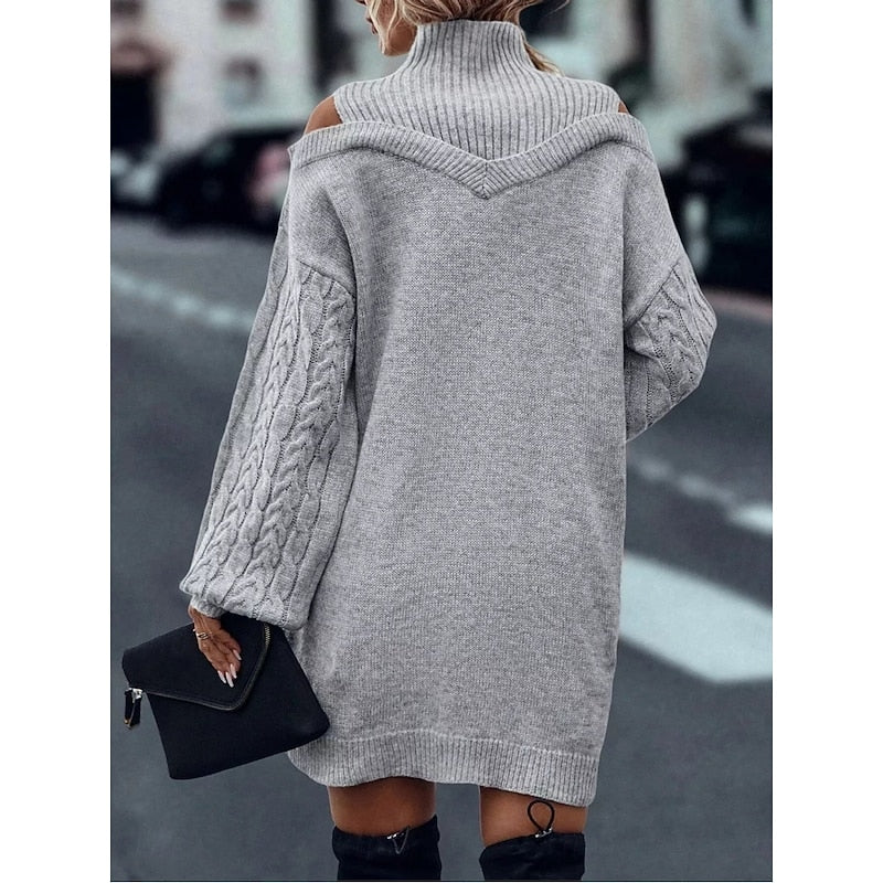 Niamh White | Cold-Shoulder Turtleneck Sweater Dress