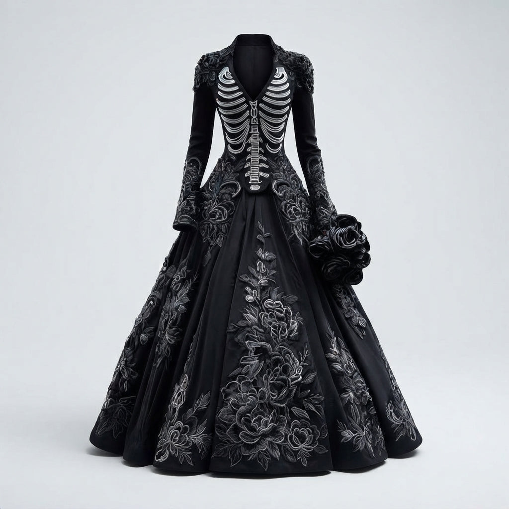 Robe d’Halloween squelette « Mariée fantôme » pour femmes