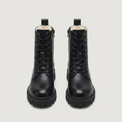 Phoebe Harrison | Black Lace-Up Ankle Boots with Faux Fur Lining