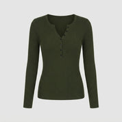 Phoebe Walker | Pink Ribbed Knit Button-Front Sweater