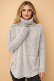 Matilda Evans | Chunky Turtleneck Oversized Knit Sweater