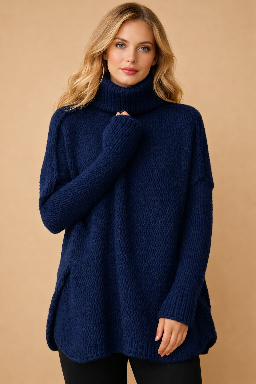 Matilda Evans | Chunky Turtleneck Oversized Knit Sweater