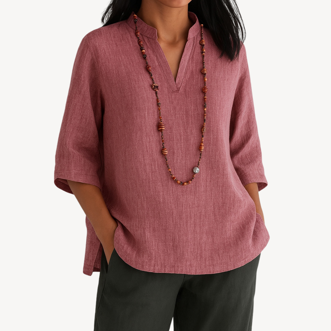 Tiffany Norris | Blouse en lin à col en V pour femmes
