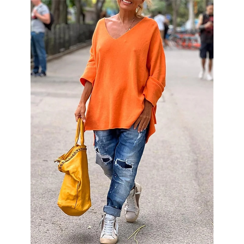 Prudence Whitmore | Relaxed V-Neck Knit Pullover