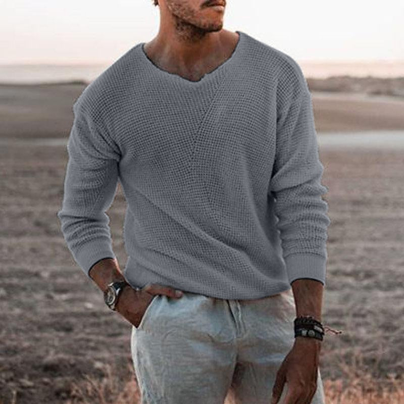 Henry Blackwell | Cream Waffle Knit Sweater for Men