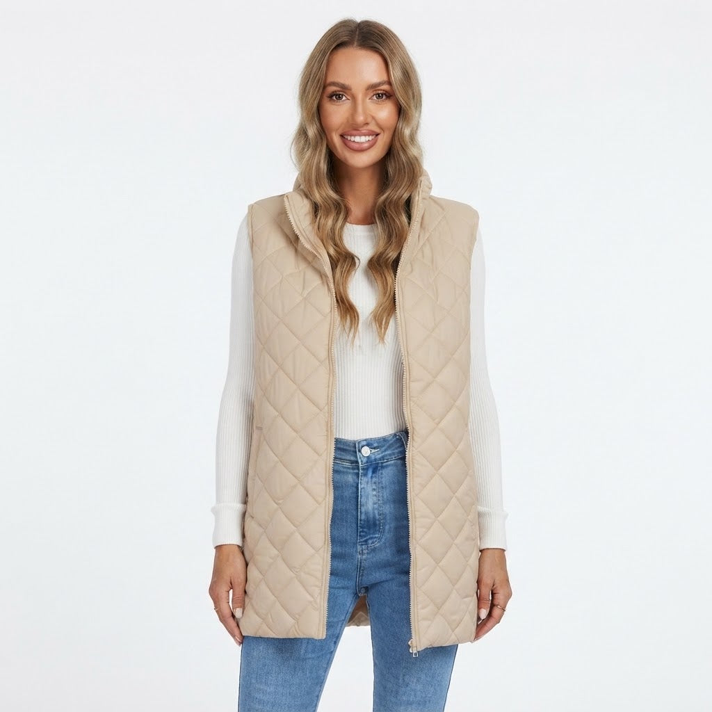 Rosalind Sutherland | Quilted Longline Zip Vest