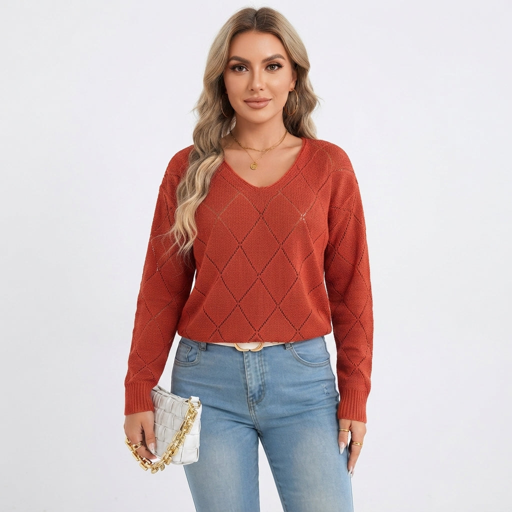 Rosamund Fielding | V-Neck Cutout Knit Sweater