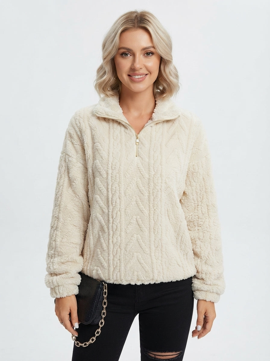 Rosie Kerr | Cable Knit Fleece Half-Zip Pullover