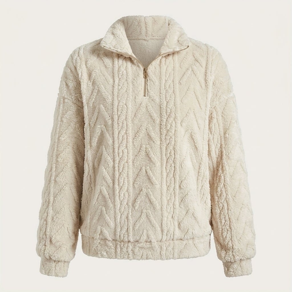 Rosie Kerr | Cable Knit Fleece Half-Zip Pullover