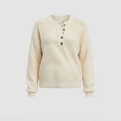 Siobhan Brown | Cream Button-Front Knit Sweater