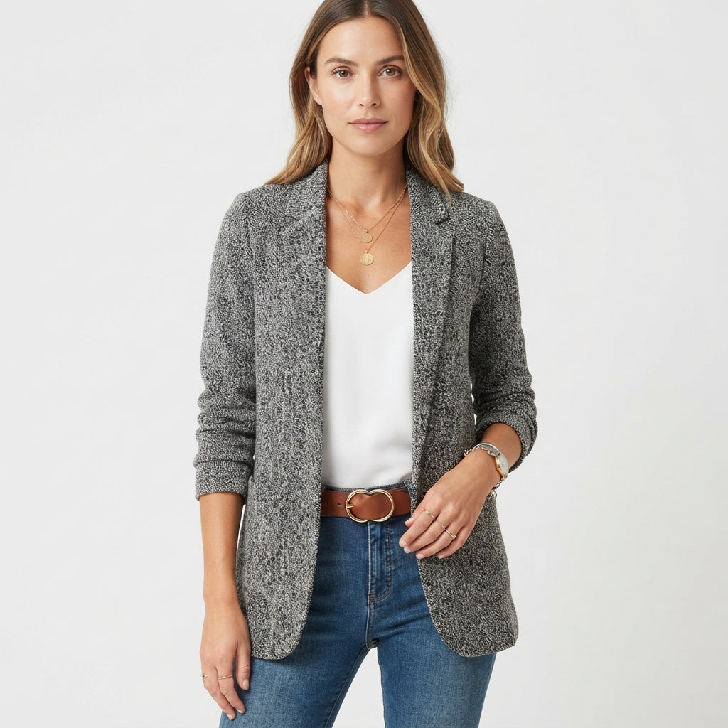 Siobhan Williams | Textured Tweed Blazer With Shawl Collar