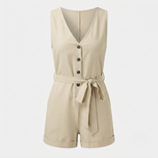 Sophia Laurent | Combishort boutonné en mélange de lin pour femme
