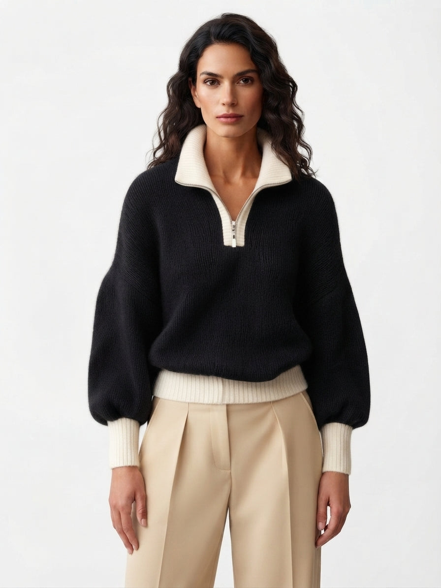 Sophia Pemberton | Lilac Quarter-Zip Knit Jumper