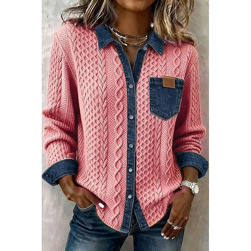 Eliza Kingsley | Textured Contrast Knit Shirt