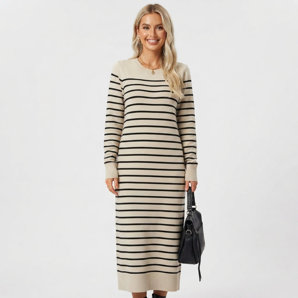 Robe longue en maille rayée Tabitha Green à manches longues