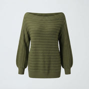Tabitha Hill | Off-Shoulder Ribbed Knit Sweater