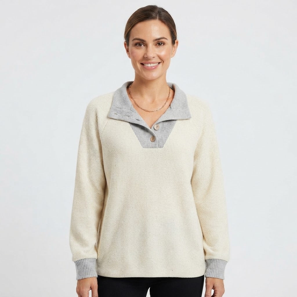 Tabitha Robinson | Ribbed Knit Collared Sweater
